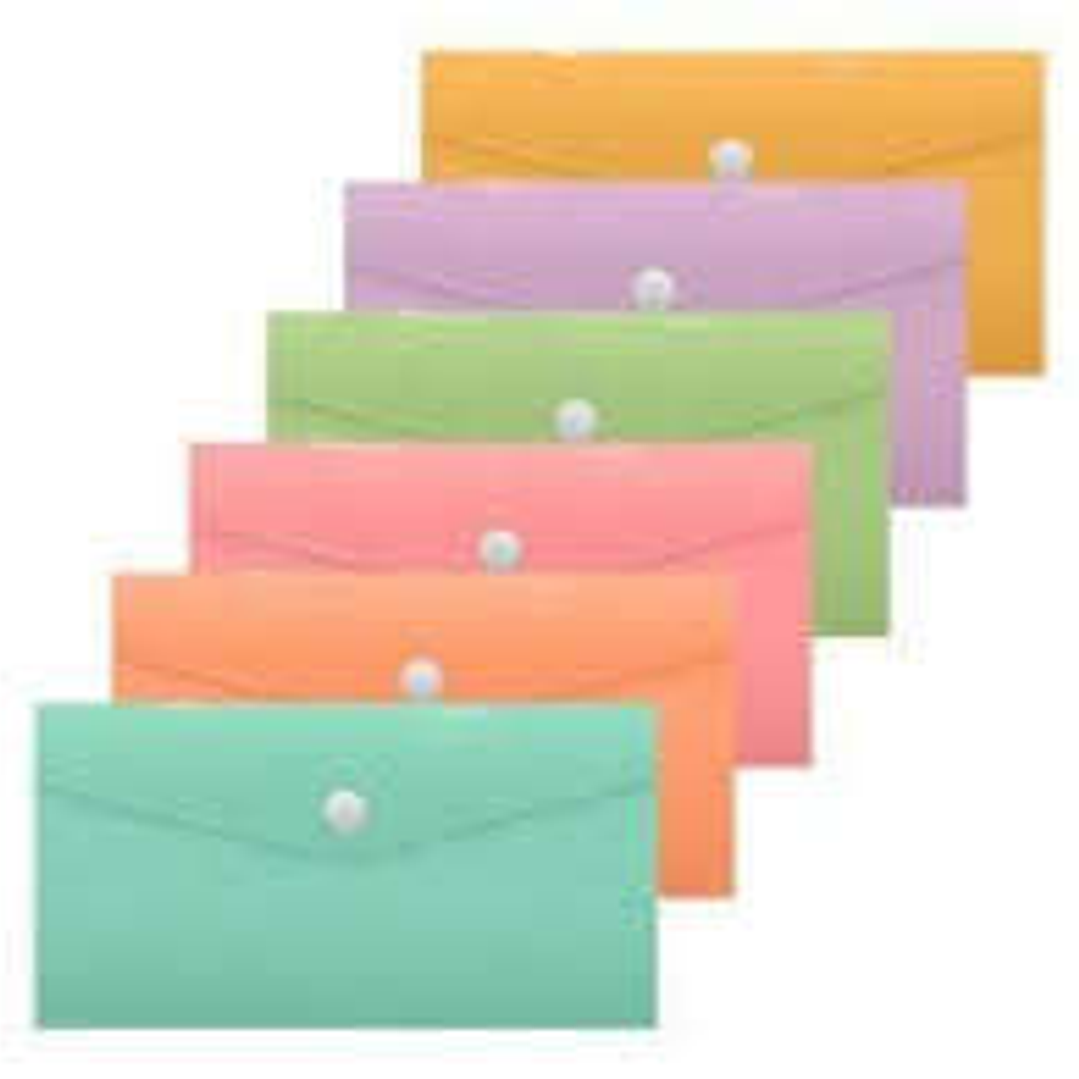 Bismark Sobre Portadocumentos - Medidas 240x125mm - Cierre de Broche - Fabricado en Polipropileno - Colores Pastel Surtidos 1
