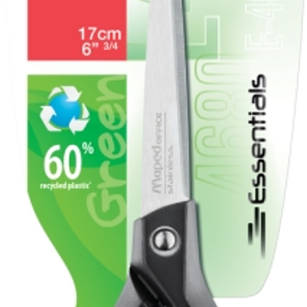 Maped Essentials Tijeras de Acero Inoxidable 17cm Simetricas - Hojas Afiladas - Mangos 60% de Plastico Recicldo - Color Negro 1
