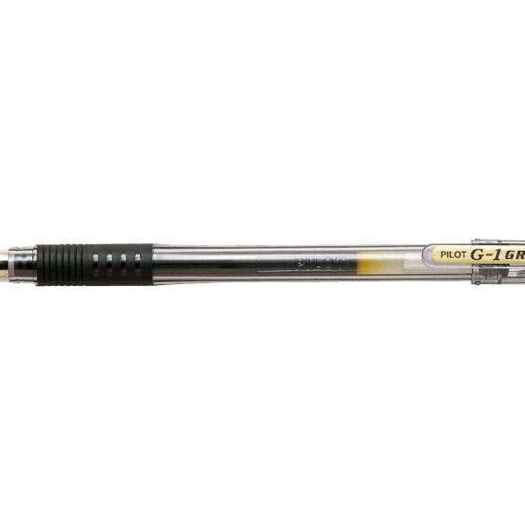 Pilot Boligrafo de Gel G1 Grip - Recargable - Grip de Goma - Punta de Bola 0.5mm - Trazo 0.3mm - Cuerpo Transparente - Color Negro 1