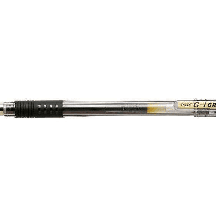 Pilot Boligrafo de Gel G1 Grip - Recargable - Grip de Goma - Punta de Bola 0.5mm - Trazo 0.3mm - Cuerpo Transparente - Color Negro 1