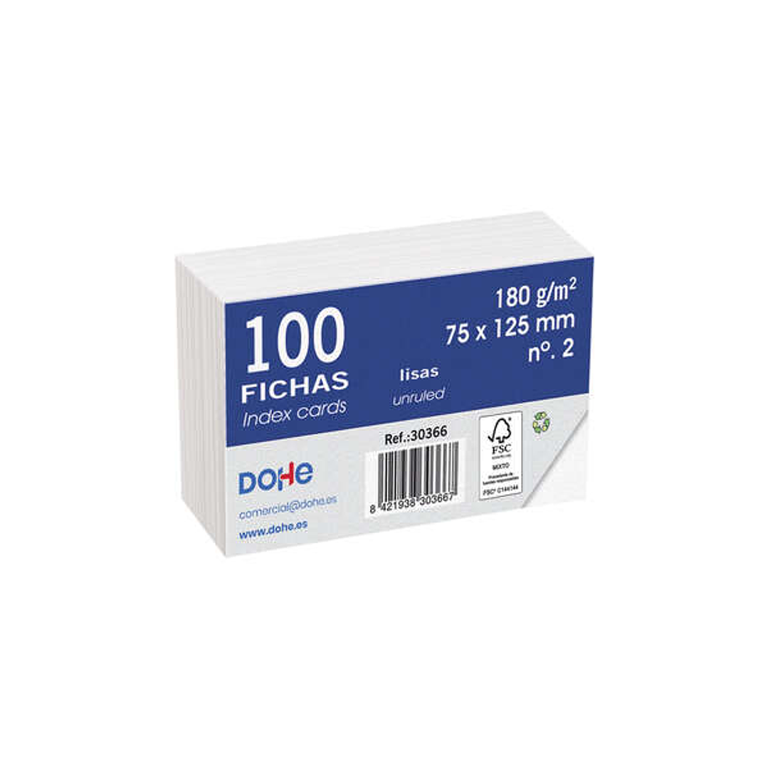 Dohe Fichas de Cartulina Offset Blanca - 180g - Paquete de 100 Unidades 1