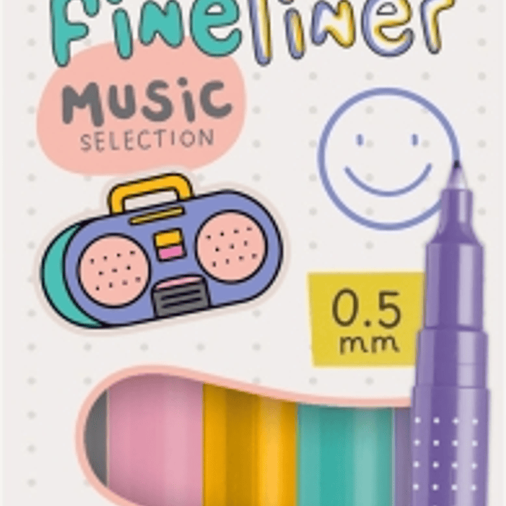 Carioca Fineliner Music Pack de 5 Rotuladores - Punta Blanca de Acetal 0.5mm - Colores Surtidos 1