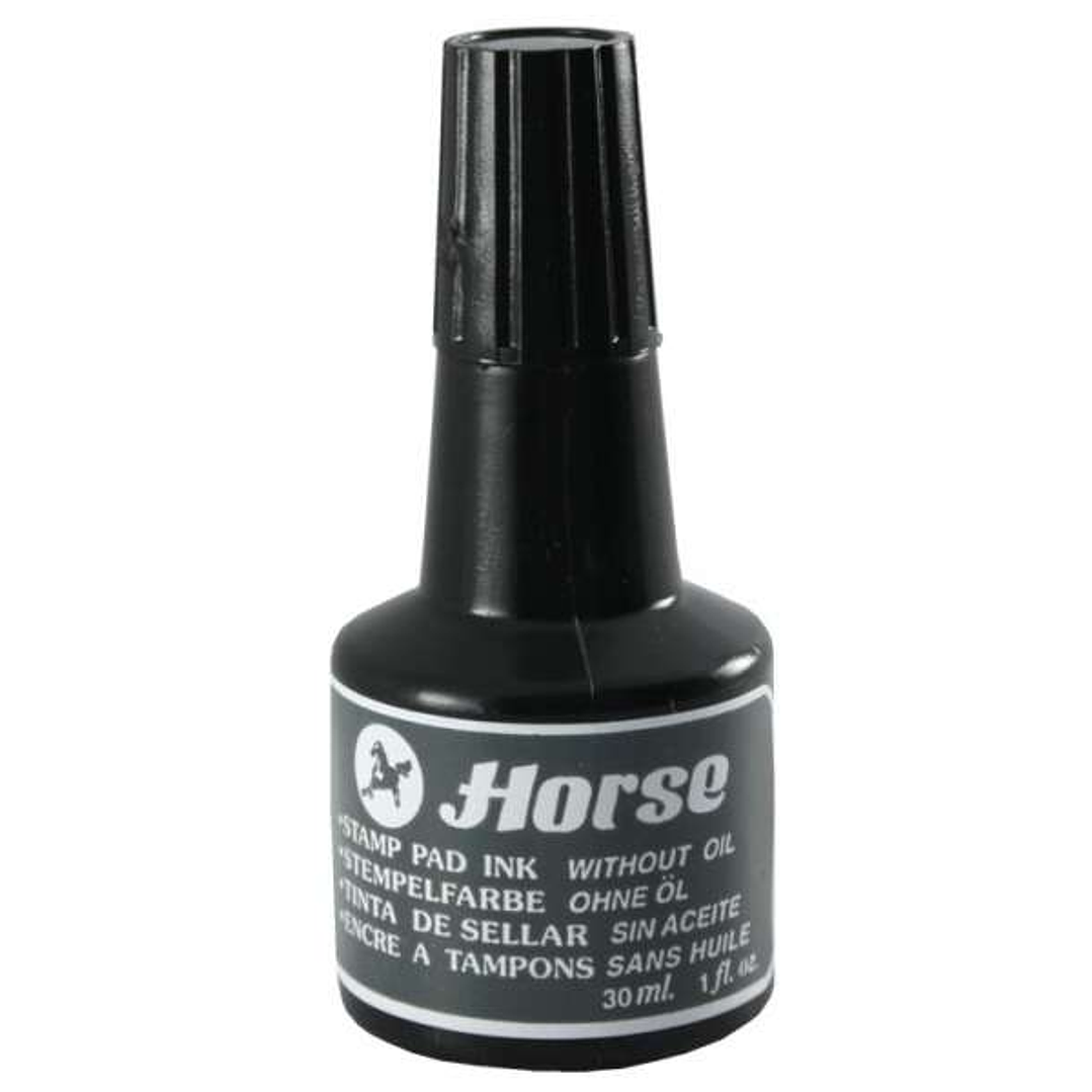 Horse Bote de Tinta para Tampon 30ml - Sin Aceite - Color Negro 1