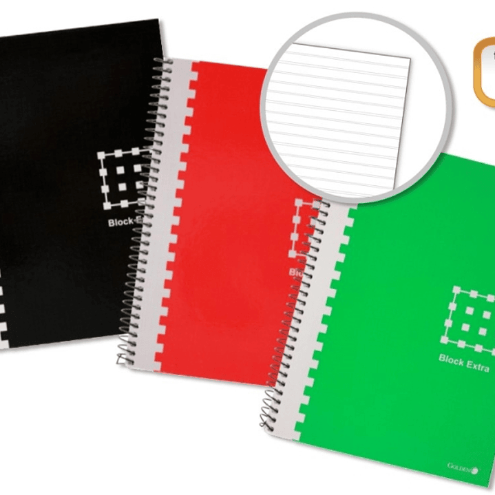 Golden Cuaderno Espiral 4º 80 Hojas 60grs Pautado 3.5mm - Margen Remarcado - Tapa Extradura - Colores Surtidos 1