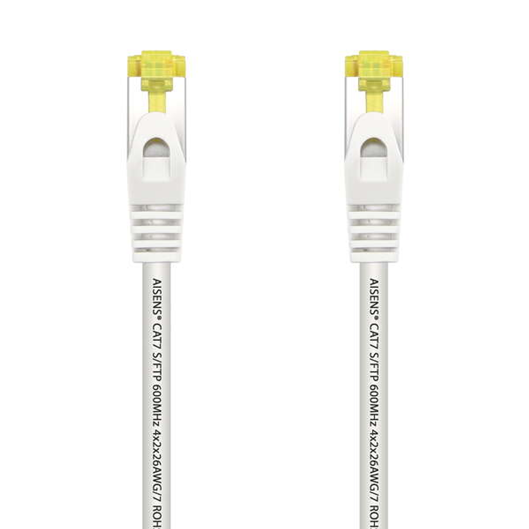 Aisens Cable de Red Latiguillo RJ45 LSZH Cat.7 600 MHz S/FTP PIMF AWG26 - 25cm - Color Blanco 1