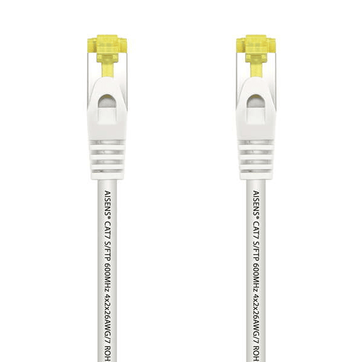 Aisens Cable de Red Latiguillo RJ45 LSZH Cat.7 600 MHz S/FTP PIMF AWG26 - 25cm - Color Blanco 1