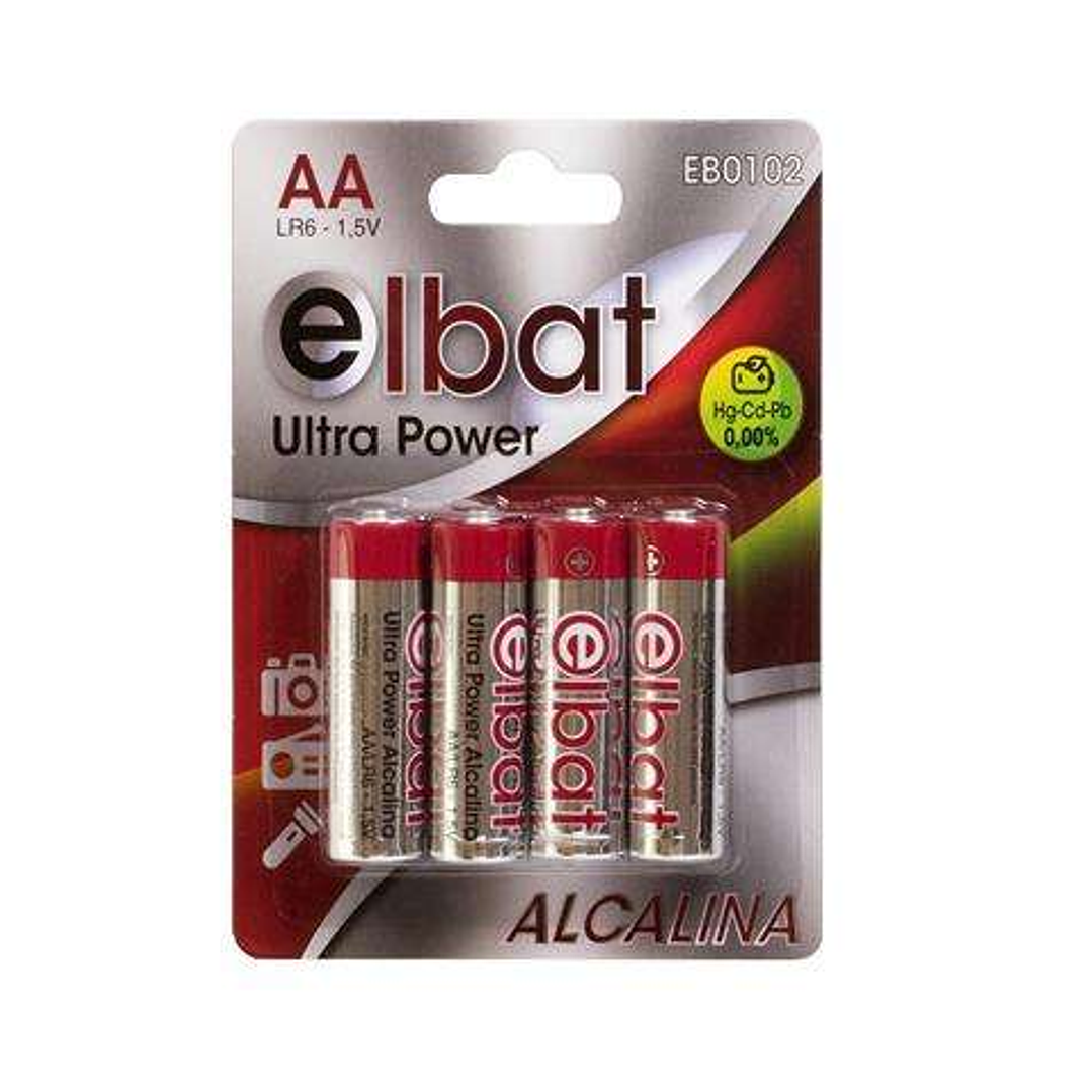 Elbat Pack de 4 Pilas Alcalinas LR6/AA 1