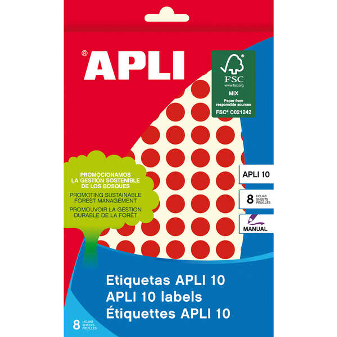 Apli Etiquetas 10 Rojas Ø 10mm 8 Hojas 1