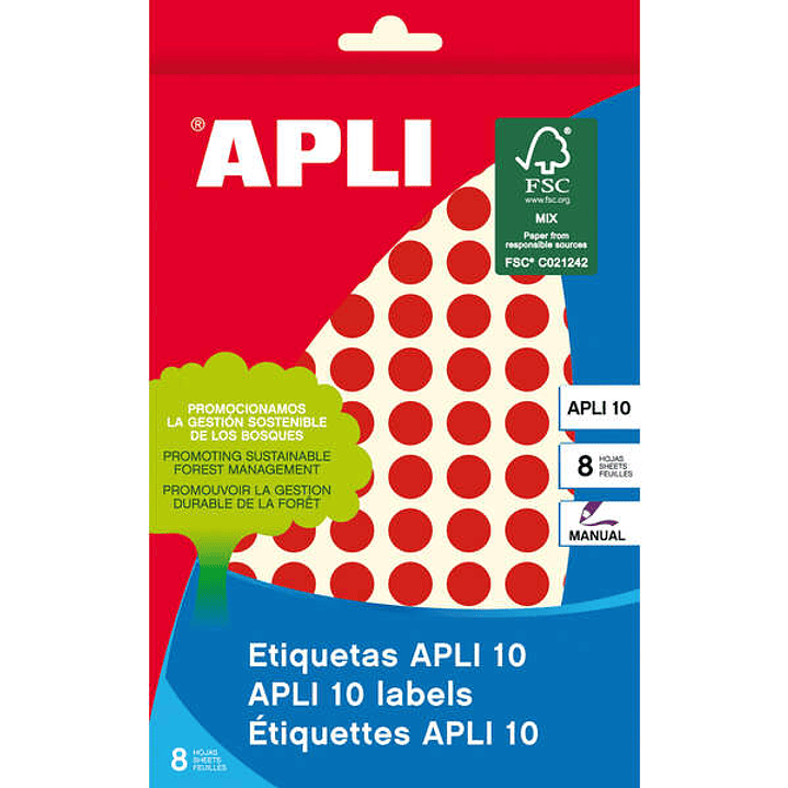 Apli Etiquetas 10 Rojas Ø 10mm 8 Hojas 1