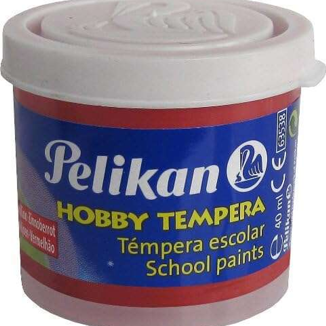 Pelikan Tempera Escolar Frasco 40ml - Facil de Usar - Ideal para Actividades Escolares - Color Bermellon 1