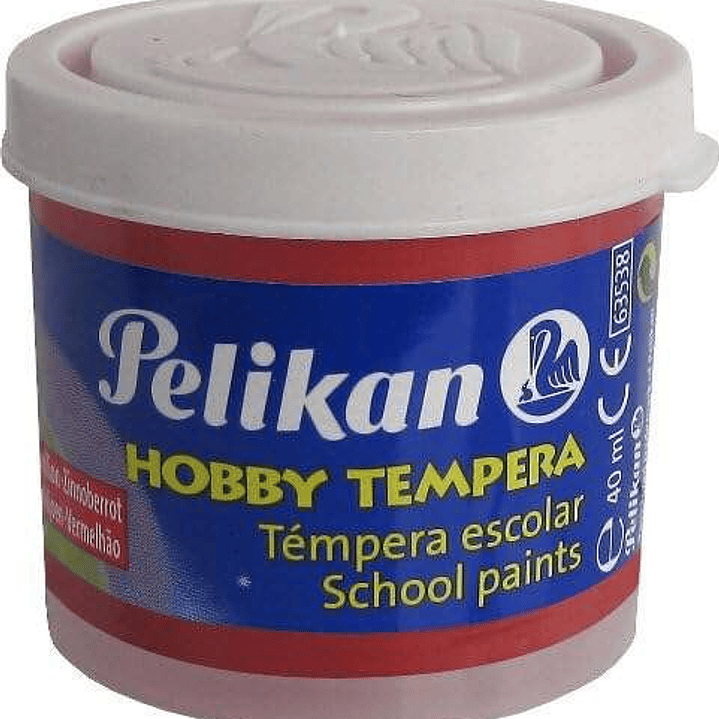 Pelikan Tempera Escolar Frasco 40ml - Facil de Usar - Ideal para Actividades Escolares - Color Bermellon 1