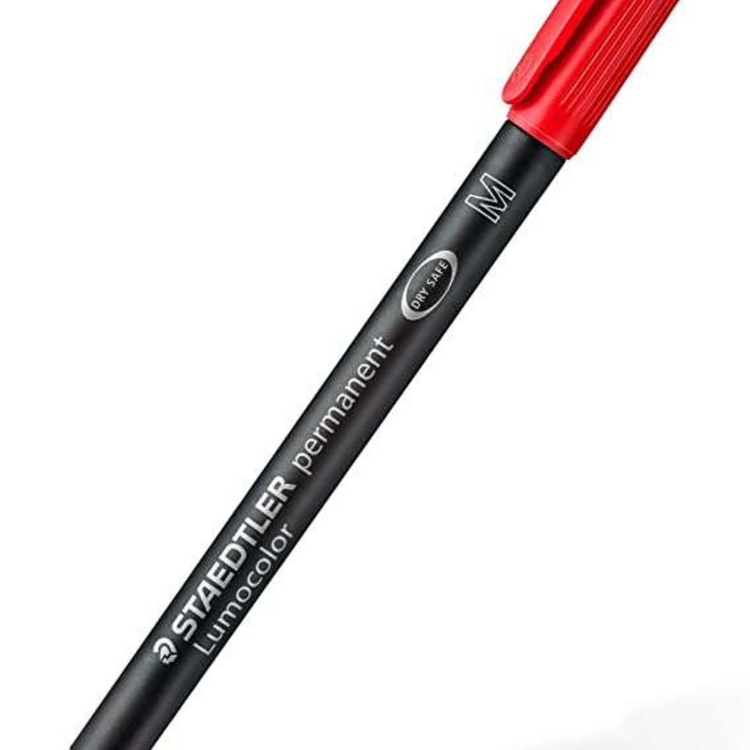 Staedtler Lumocolor 317 Rotulador Permanente - Punta Media Redonda - Trazo 1mm Aprox - Capuchon con Clip - Secado Rapido - Color Rojo 1
