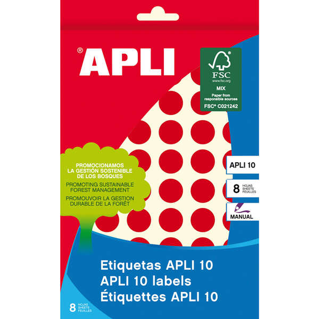 Apli Etiquetas 10 Rojas Ø 13mm 8 Hojas 1