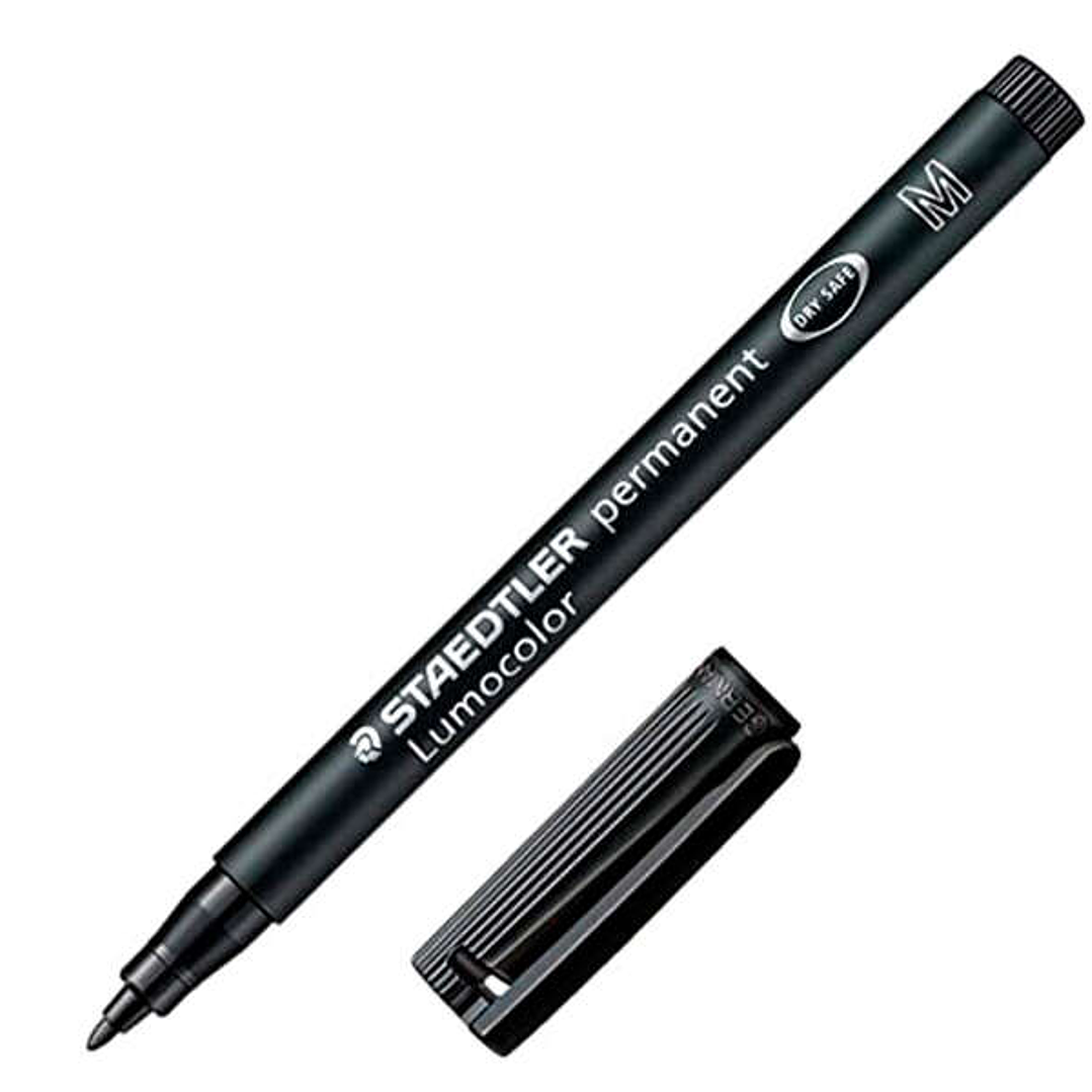 Staedtler Lumocolor 317 Rotulador Permanente - Punta Media Redonda - Trazo 1mm Aprox - Capuchon con Clip - Secado Rapido - Color Negro 1