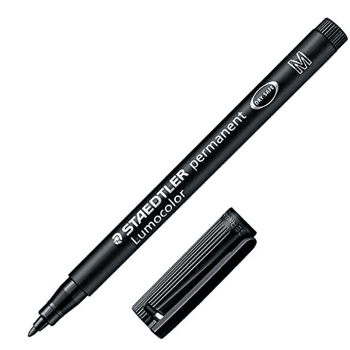 Staedtler Lumocolor 317 Rotulador Permanente - Punta Media Redonda - Trazo 1mm Aprox - Capuchon con Clip - Secado Rapido - Color Negro 1