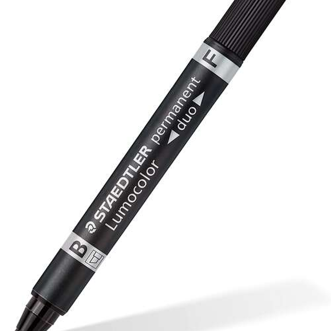 Staedtler Lumocolor 348 Rotulador Permanente de Doble Punta F de 0,6mm y M Biselada de 1,5-4mm - Secado Rapido - Color Negro 1