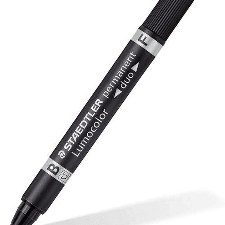Staedtler Lumocolor 348 Rotulador Permanente de Doble Punta F de 0,6mm y M Biselada de 1,5-4mm - Secado Rapido - Color Negro 1