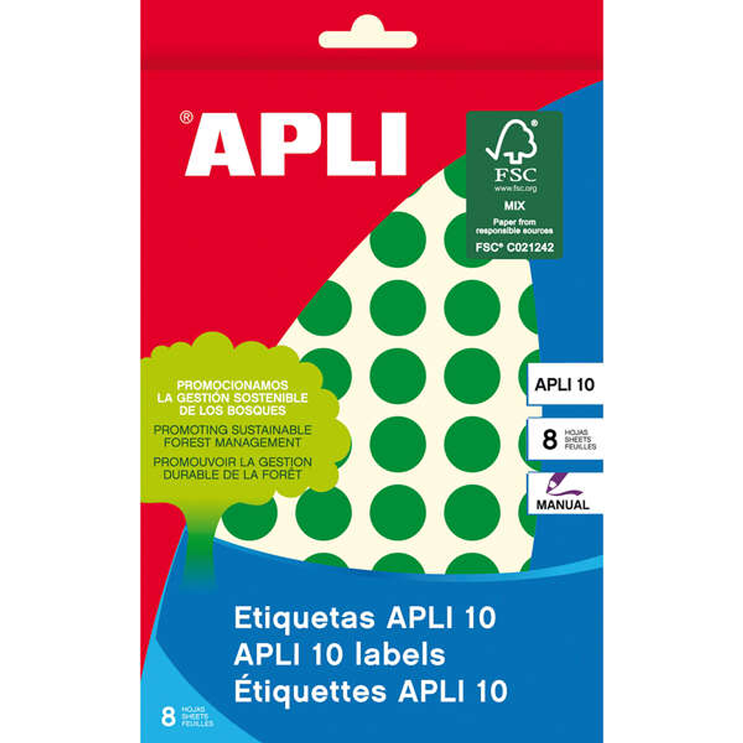 Apli Etiquetas 10 Verdes Ø 13mm 8 Hojas 1