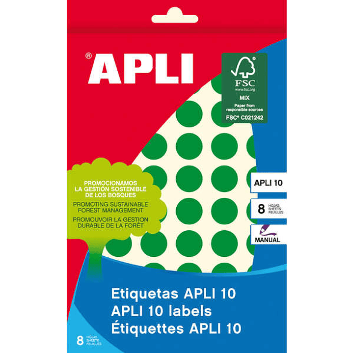 Apli Etiquetas 10 Verdes Ø 13mm 8 Hojas 1