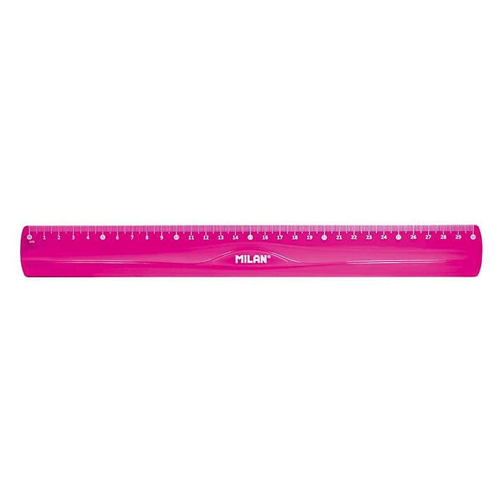 Milan Regla Flexible y Resistente - Longitud 30cm - Color Rosa Translucido 1