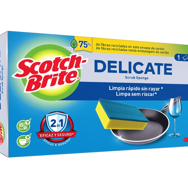 Scotch-Brite Delicate Estropajo de Cocina - No Raya - Color Amarillo 1