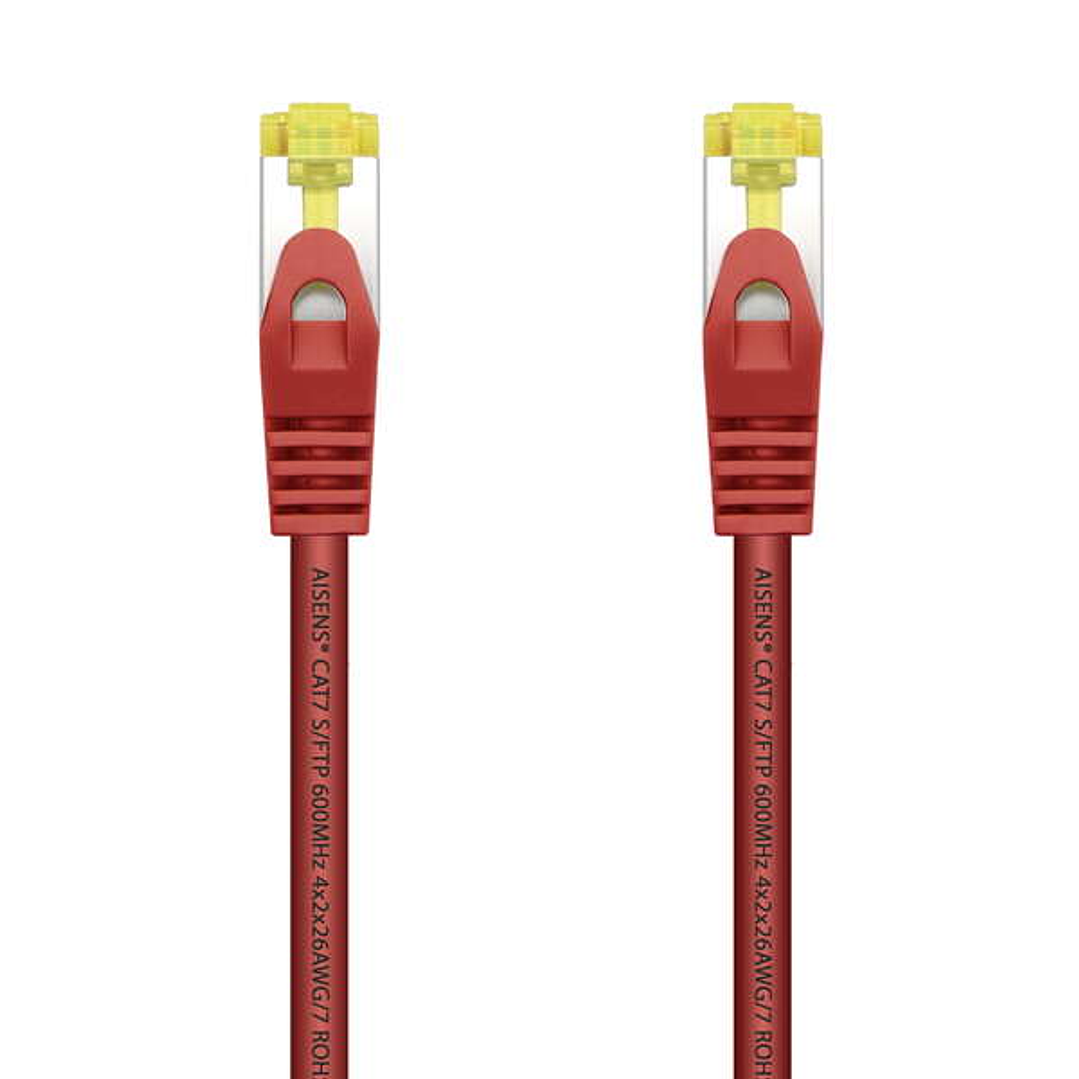 Aisens Cable de Red Latiguillo RJ45 LSZH Cat.7 600 MHz S/FTP PIMF AWG26 - 25cm - Color Rojo 1
