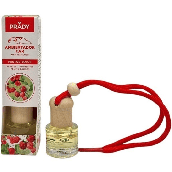 Prady Ambientador Coche Frutos Rojos - Frasco de Cristal 6 ml y Cuerda para Espejo Retrovisor 1
