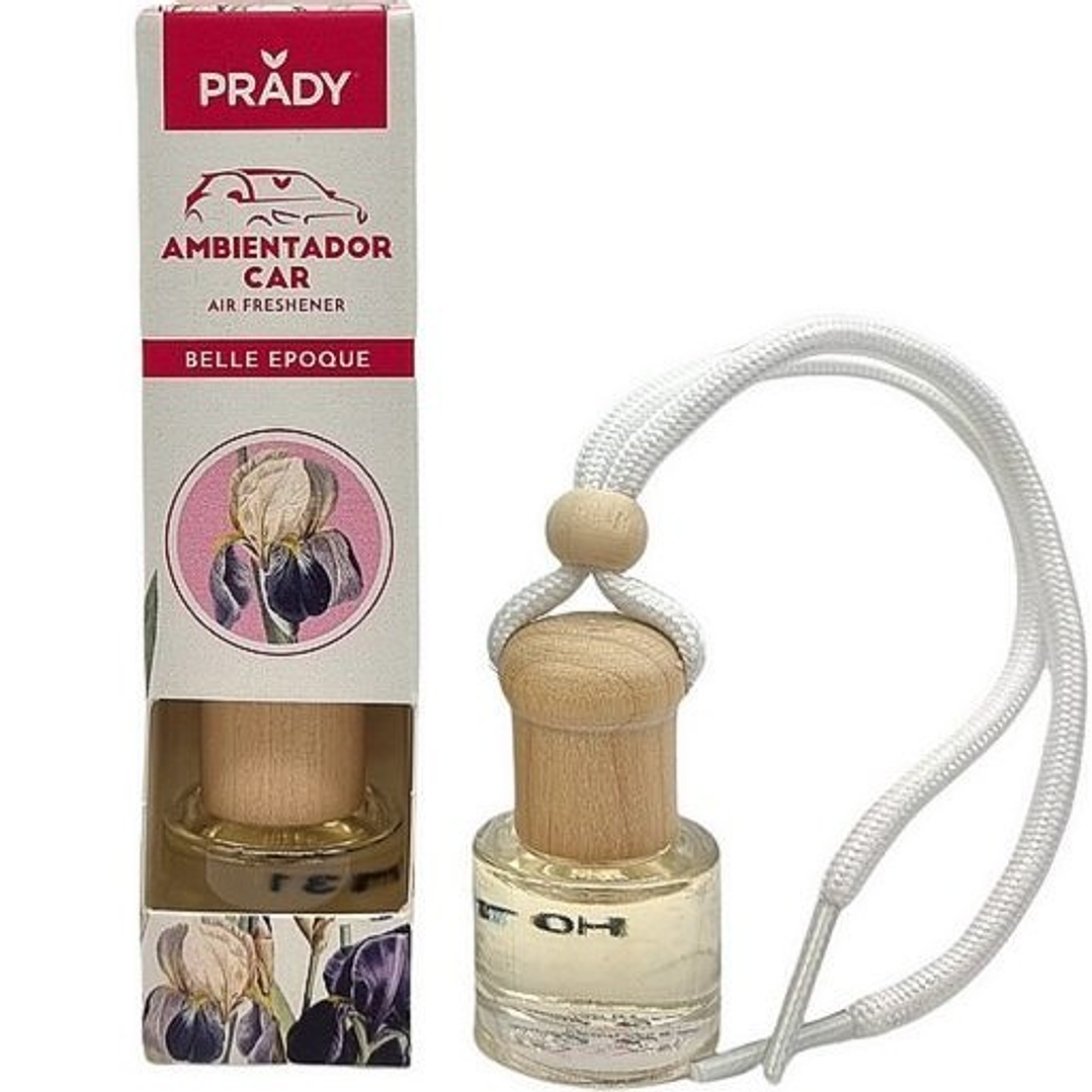 Prady Ambientador Coche Belle Epoque - Frasco de Cristal 6 ml y Cuerda para Espejo Retrovisor 1
