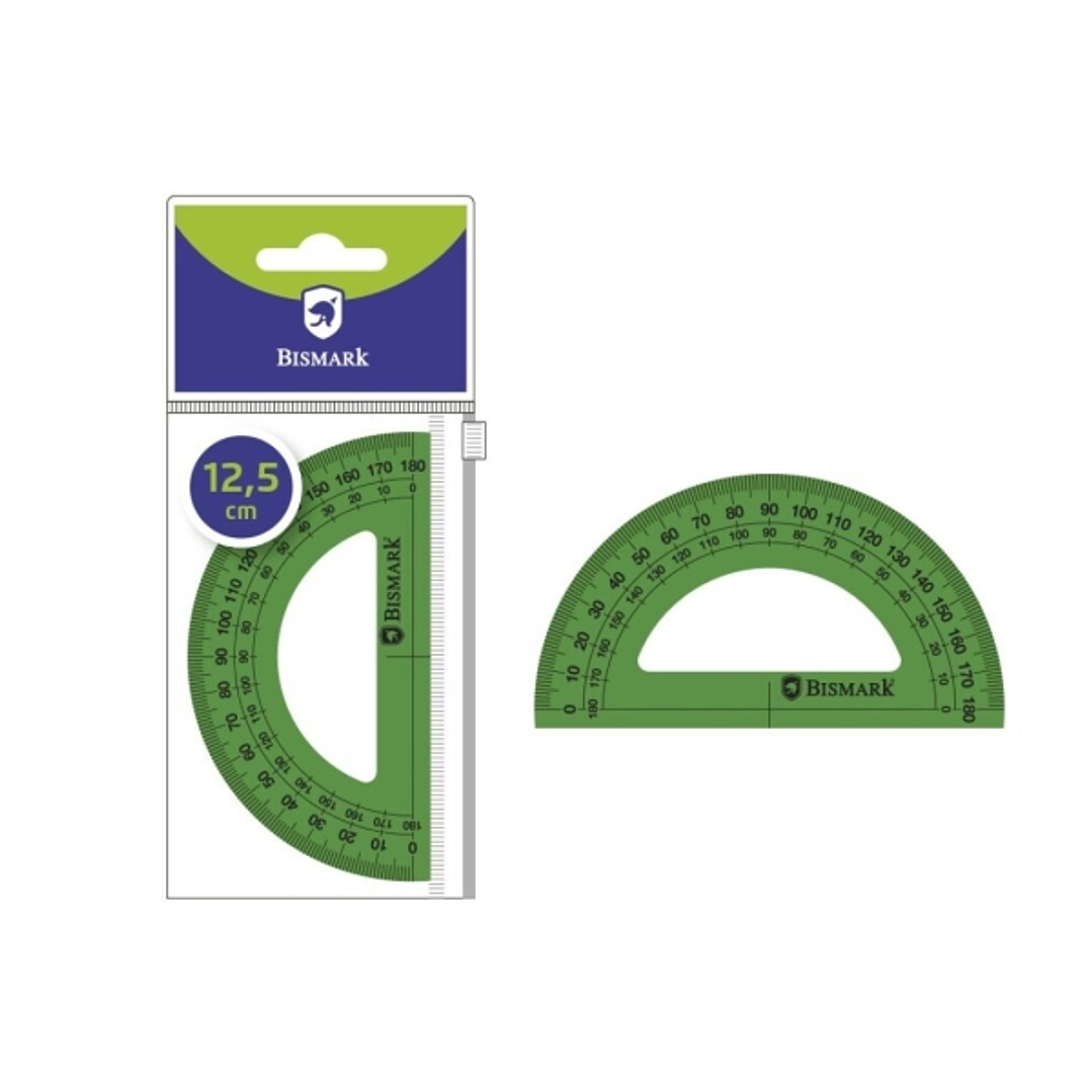 Bismark Transportador de Angulos Acrilico 12.5cm - Alta Calidad - Funda con Cierre - Color Verde 1