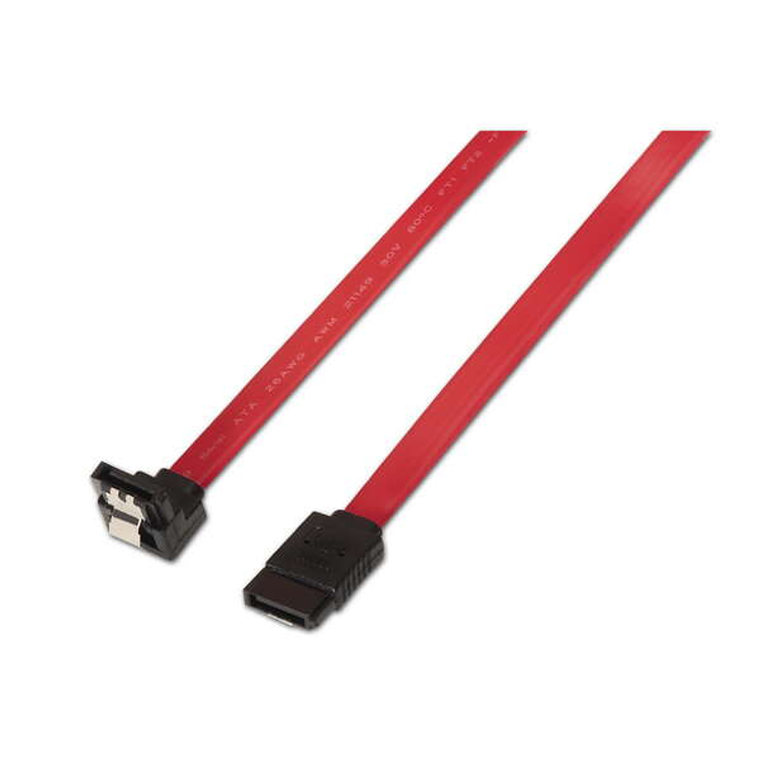 Aisens Cable SATA III Datos 6G Datos Acodado con Anclajes - 0.5m para Disco Duro SATA I - II - III SSD - Color Rojo 1