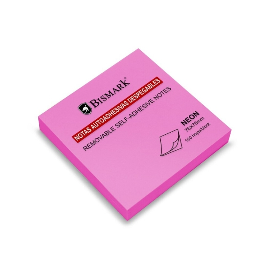 Bismark Bloc de 100 Notas Adhesivas 76x76mm - Color Magenta Neon 1