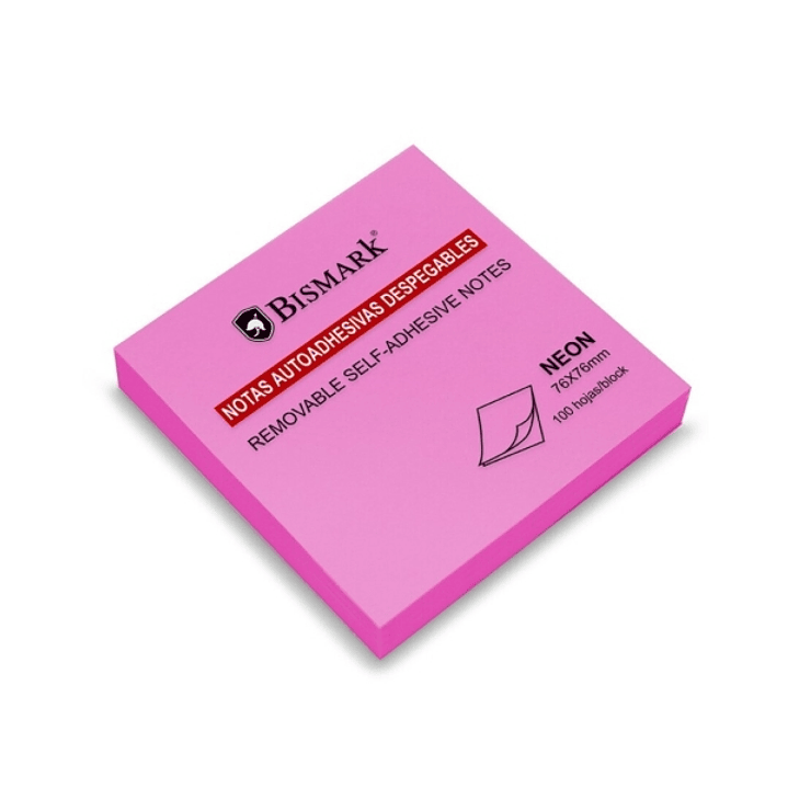 Bismark Bloc de 100 Notas Adhesivas 76x76mm - Color Magenta Neon 1