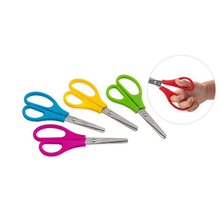 Faibo Tijeras Escolares Confort 13.5cm - Punta Redonda - Acero Inoxidable - Empuñadura de Plastico - Colores Surtidos 1