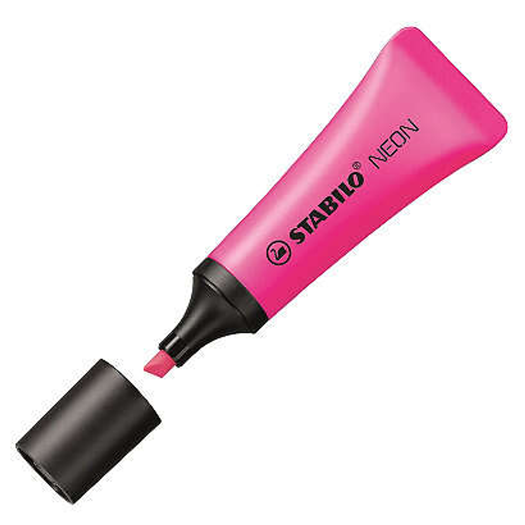 Stabilo Neon 72 Marcador Fluorescente - Trazo entre 2 y 5mm - Tinta con Base de Agua - Cuerpo en Forma de Tubo - Color Rosa 1