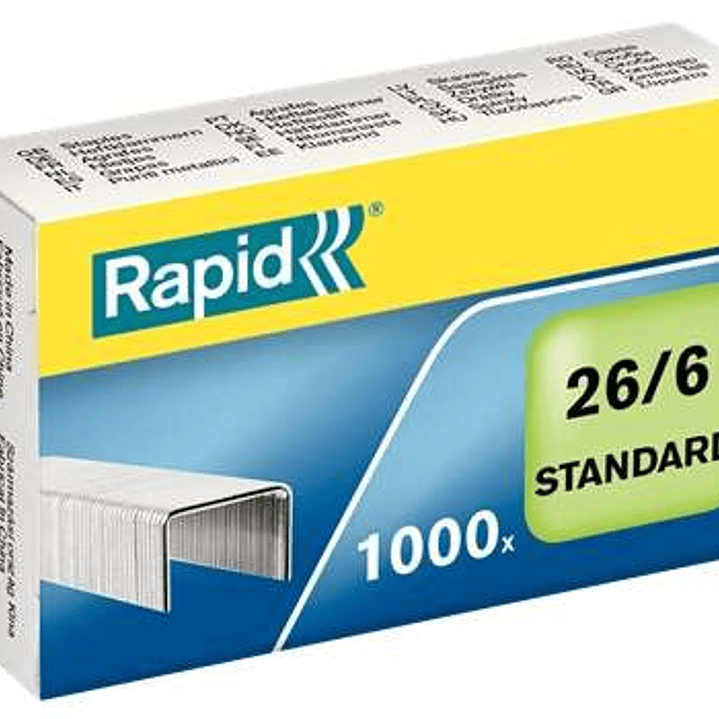 Rapid Confort Caja de 1000 Grapas 26/6 - Hasta 20 Hojas - Alambre Flexible Galvanizado - Patilla de 6mm 1