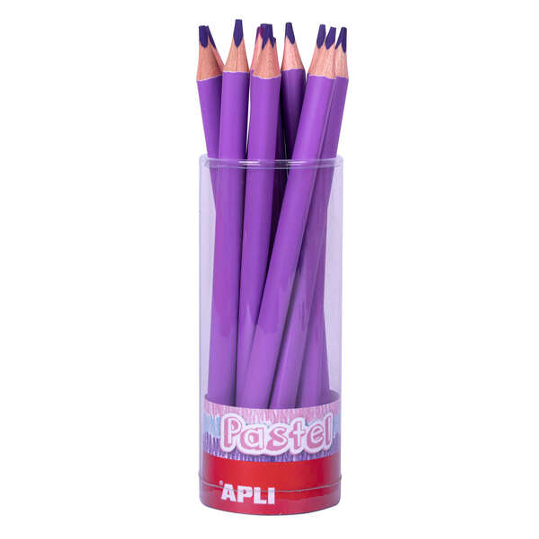 Apli Lapices Jumbo Pastel Lila - Mina 5mm - Forma Triangular para Niños - 10mm Diametro - 170mm Largo - Pack 18 Unidades - Expositor Jumbo Pastel 1