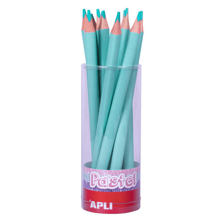Apli Lapices Jumbo Pastel Turquesa - Mina de 5mm - Forma Triangular para Niños - 10mm de Diametro - Pack de 18 Unidades 1