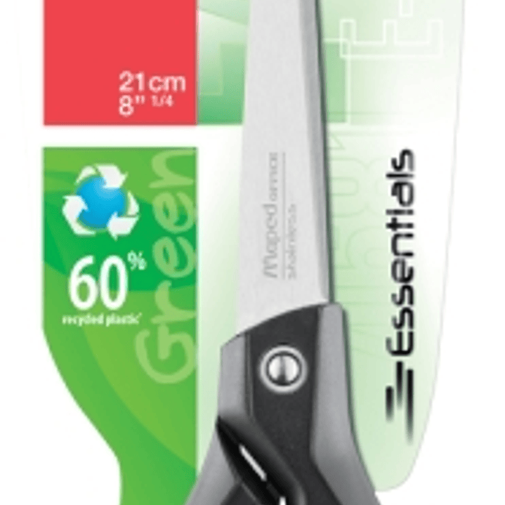 Maped Essentials Tijeras de Acero Inoxidable 21cm Asimetricas - Hojas Afiladas - Mangos 60% de Plastico Recicldo - Color Negro 1