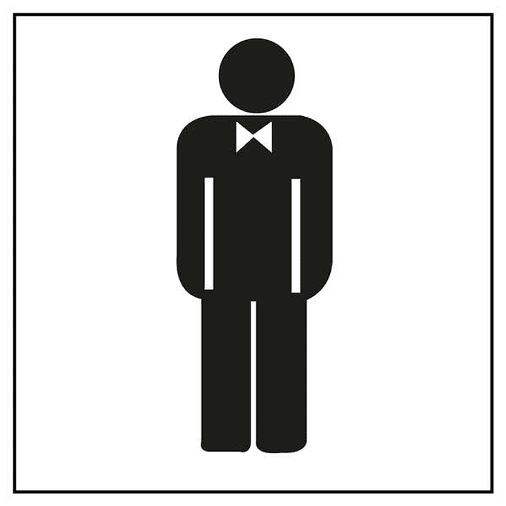 Apli Pegatina en PVC para Señalizacion de Lavabo Caballeros - Medidas 114x114mm - Adhesivo Permanente - Dibujo Negro sobre Fondo Blanco 1