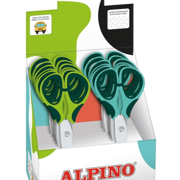 Alpino Colorfull Tijera Escolar 13cm - Acero Inoxidable - Punta Roma - Colores Surtidos 1