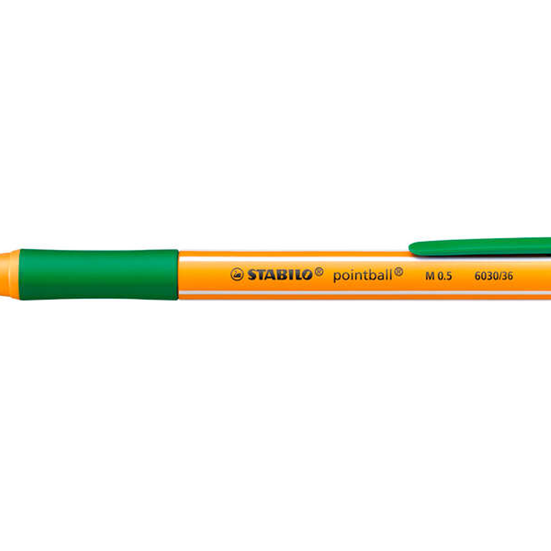 Stabilo Pointball Boligrafo Retractil - Punta de 1mm - Tinta con Base de Aceite - Recargable - 79% Plastico Reciclado - Grip Antideslizante - Color Ve 1