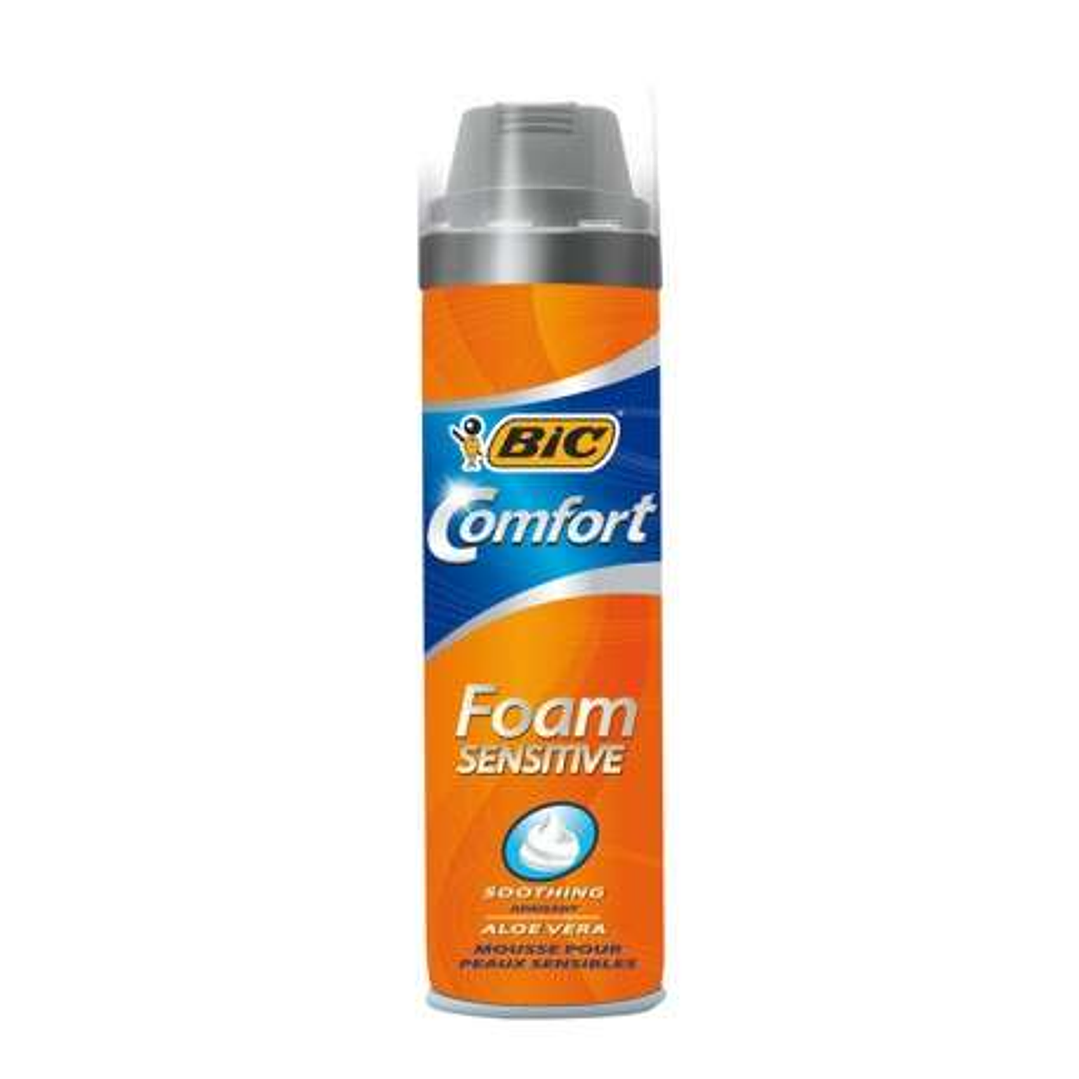 Bic Foam Sensitive Comfort Espuma de Afeitar - Facil de Aplicar - Contiene Aloe Vera - Capacidad 250ml 1