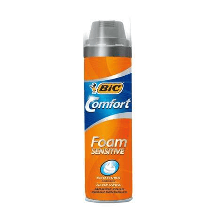 Bic Foam Sensitive Comfort Espuma de Afeitar - Facil de Aplicar - Contiene Aloe Vera - Capacidad 250ml 1