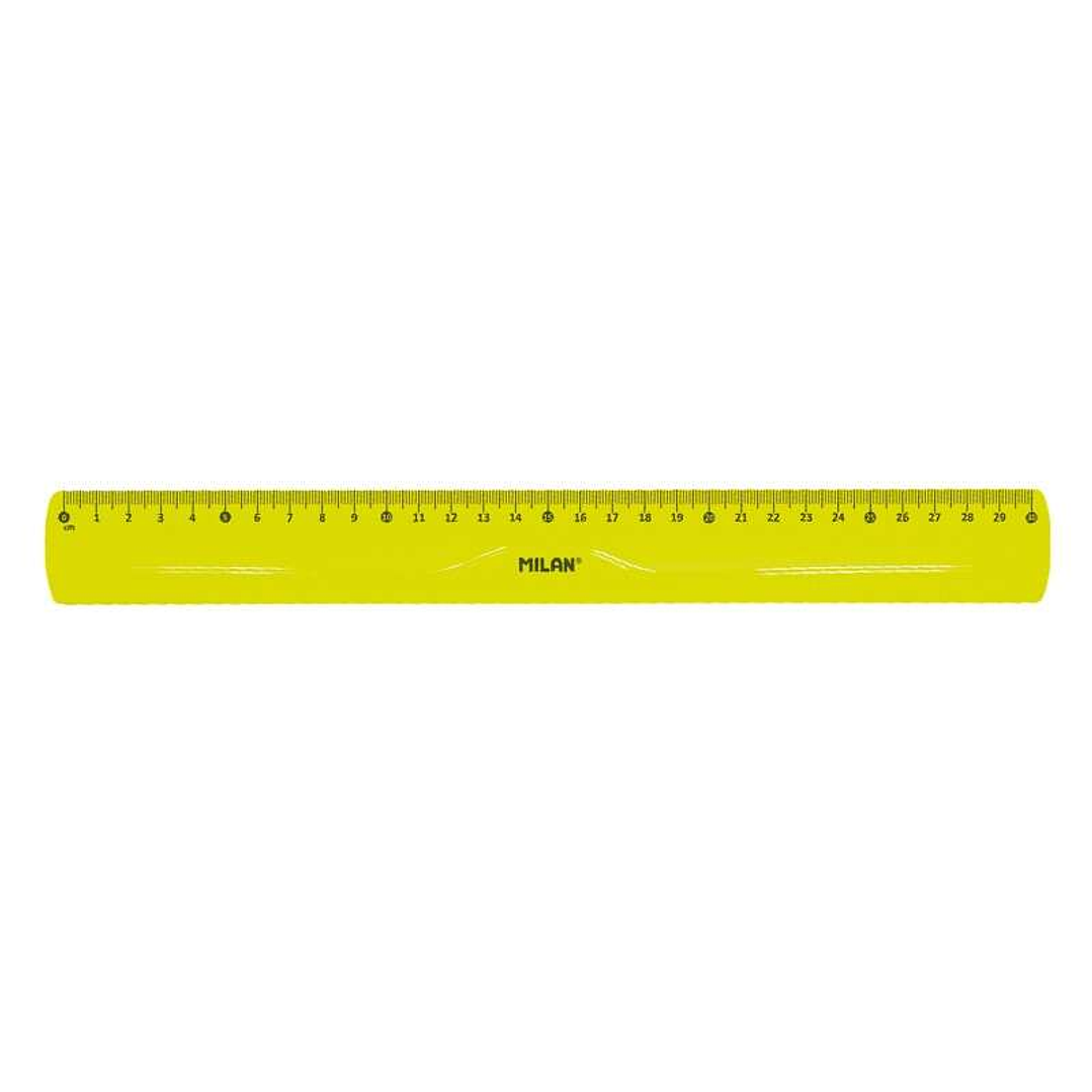 Milan Regla Flexible y Resistente - Longitud 30cm - Color Amarillo Translucido 1