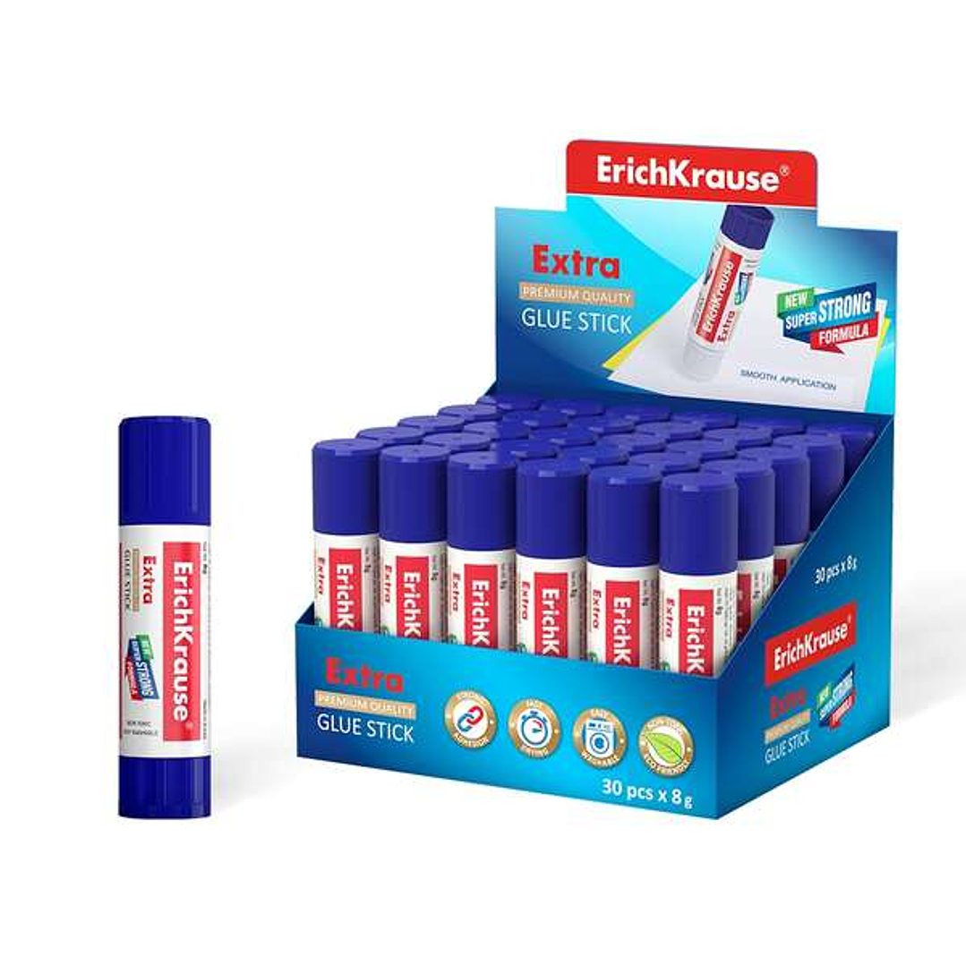 Erichkrause Pegamento en Barra Extra 8gr - Formula Super Fuerte - Consumo Economico - Adhesion Rapida y Fiable - Facil de Lavar con Agua - No Toxico - 1
