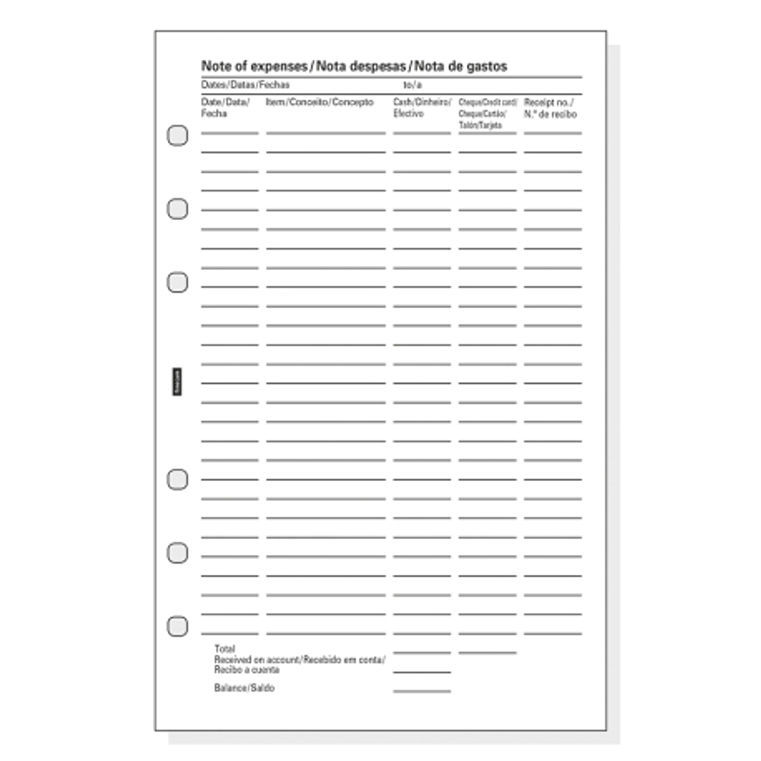 Finocam R517 Pack de 6 Formularios de Recambio para Agendas Open - Nota de Gastos - Formato 500 - 117x5x181mm - Color Blanco 1