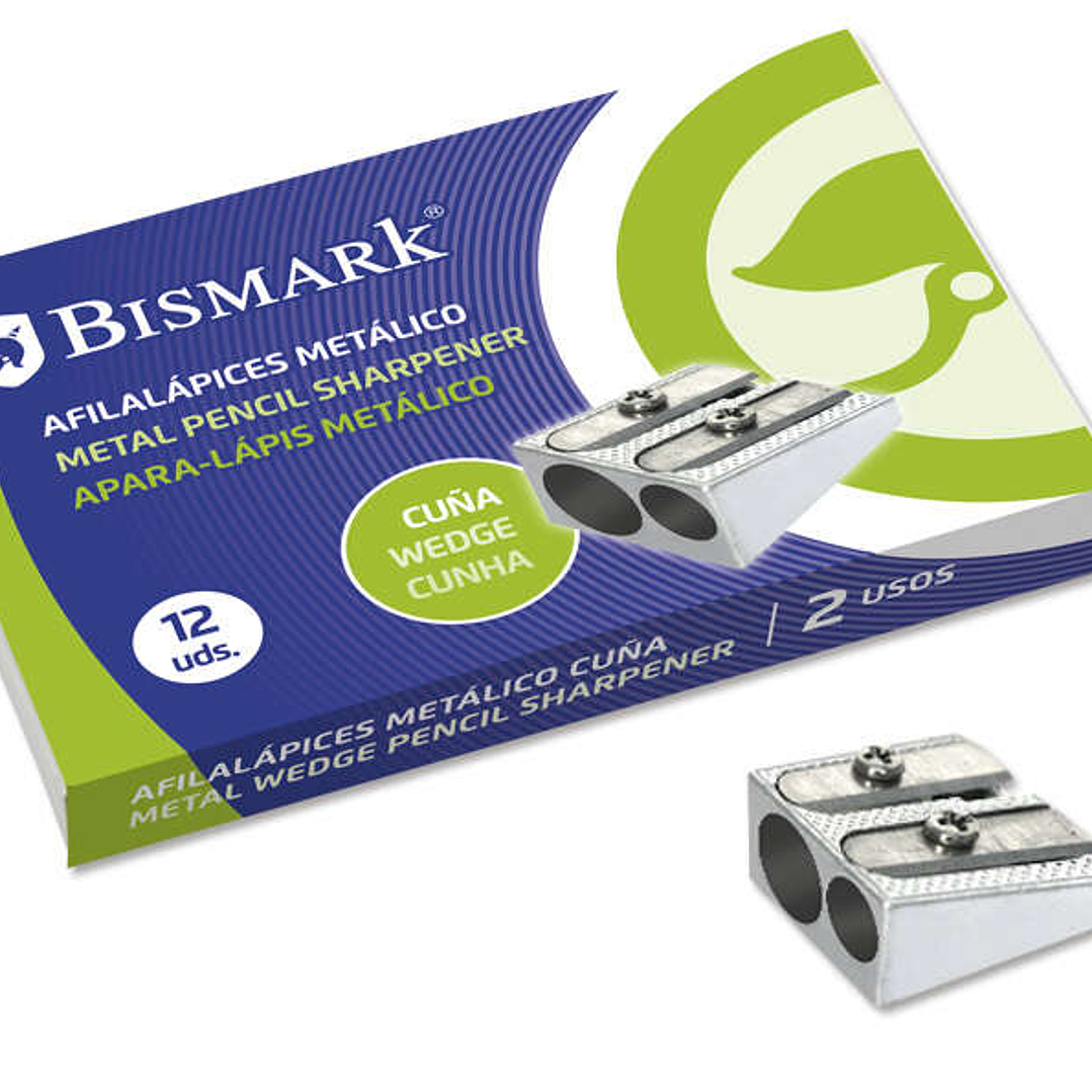 Bismark Afilalapiz Metalico Doble para Lapices Normales o Gruesos - Color Acero 1