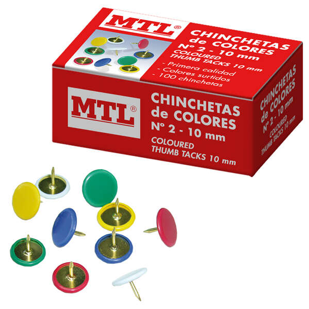 Dohe Caja de 100 Chinchetas de Colores Surtidos del Nº2 - Fabricadas con Materiales de Gran Resistencia y Calidad 1