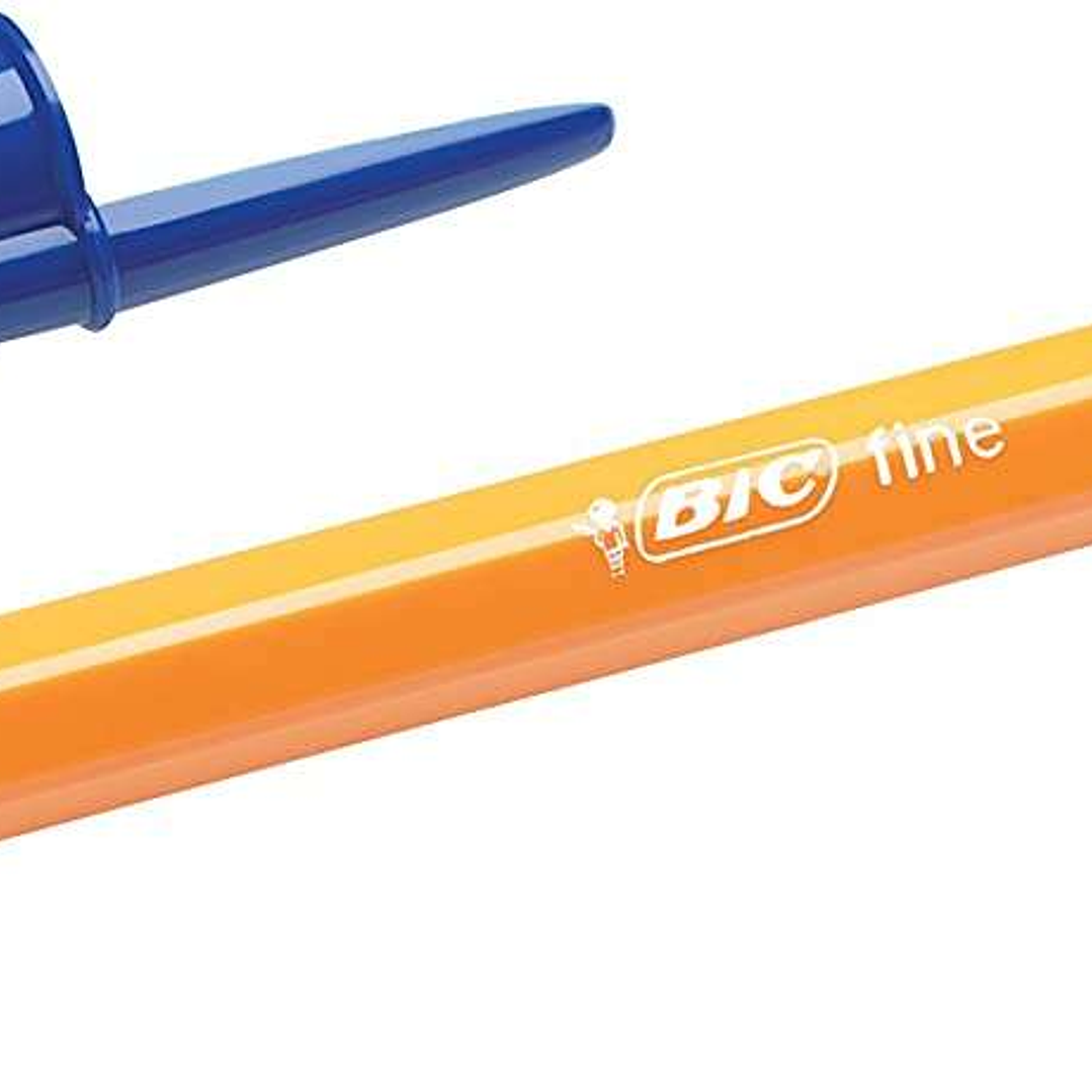 Bic Orange Original Fine Boligrafo de Bola - Punta Redonda de 0.8mm - Trazo de 0.30mm - Tinta con Base de Aceite - Cuerpo Naranja - Color Azul 1