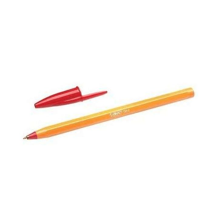 Bic Orange Original Fine Boligrafo de Bola - Punta Redonda de 0.8mm - Trazo de 0.30mm - Tinta con Base de Aceite - Cuerpo Naranja - Color Rojo 1
